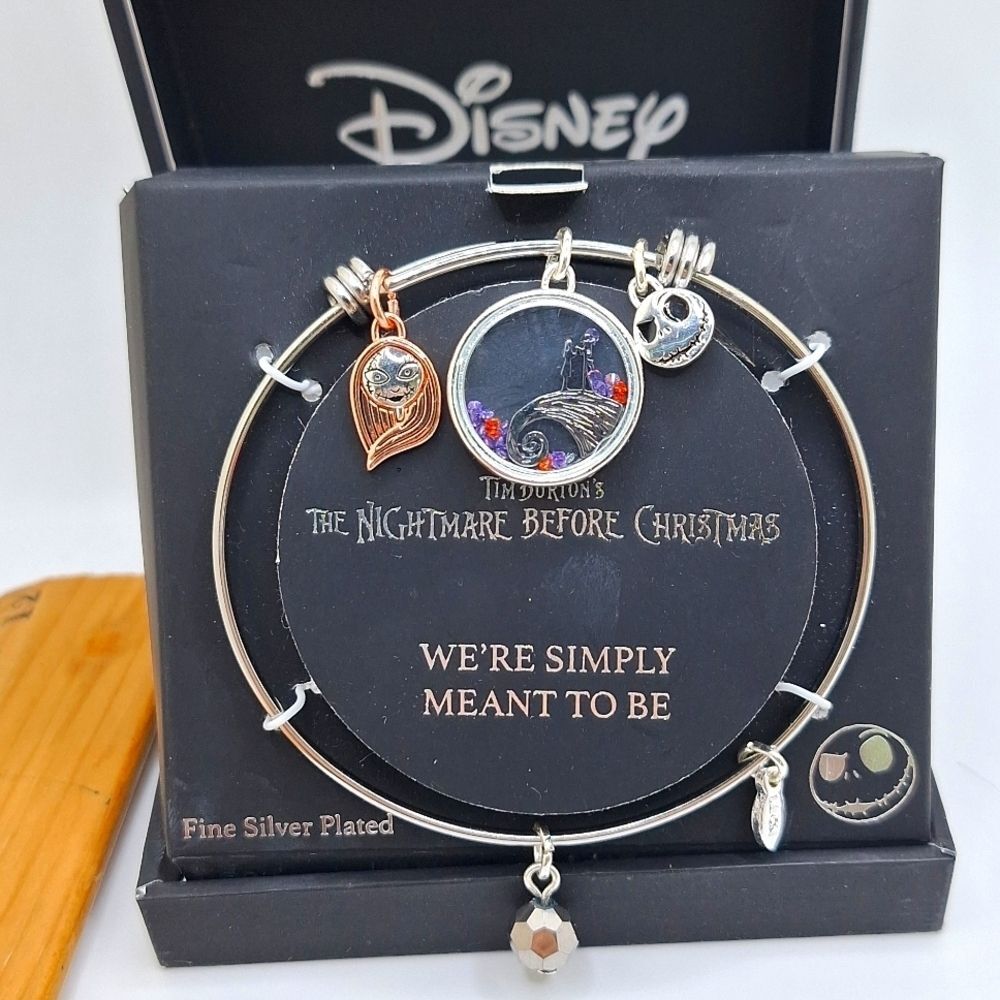 nightmare before Christmas silver plated bangle bracelet